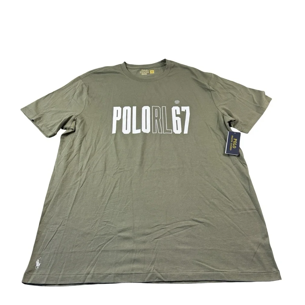 Polo Ralph Lauren Army Green RL67 Cotton S/S Mens T Shirt Size XLT NWT